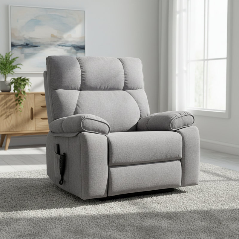 Fauteuil inclinable à deux moteurs avec chauffage et massage, capacité de 350 lb, porte-gobelets cachés et télécommande, Gris