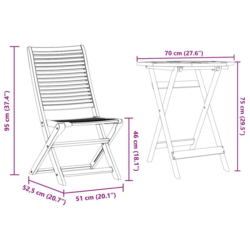 2 - Person Wood Patio Dining Set with