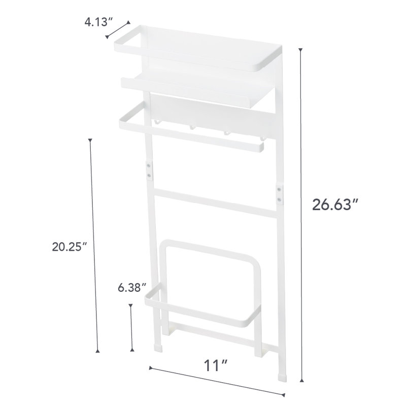 White Steel Magnetic Laundry Organizer with Ash Wood Handles