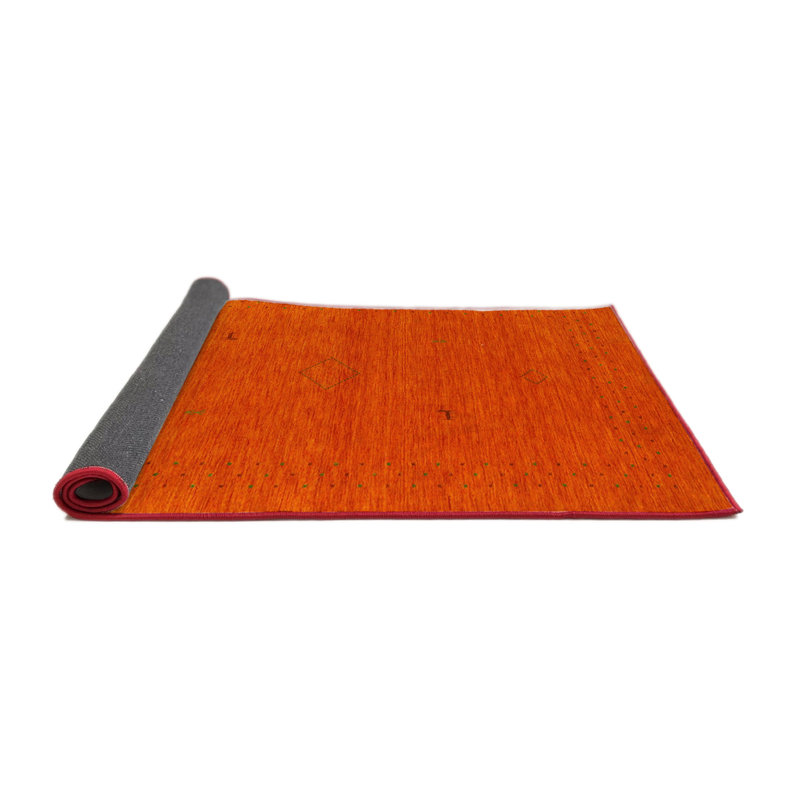 Tapis de zone orange contemporaine, Rond 5 pi