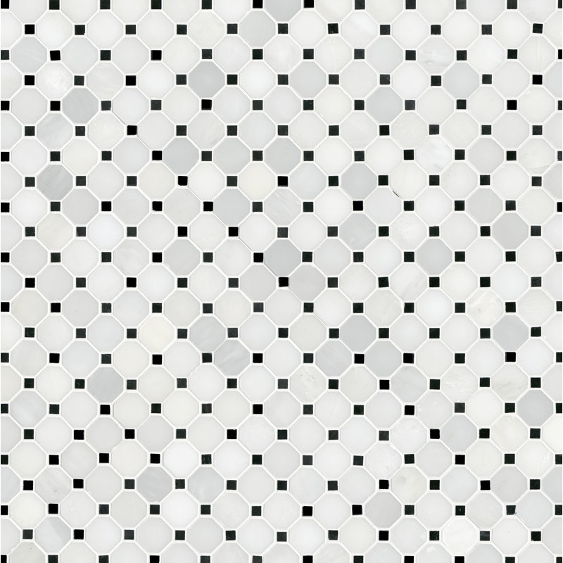 Carrelage mural et mosaïque en marbre poli 12 po x 12 po Iona Mist Octagon