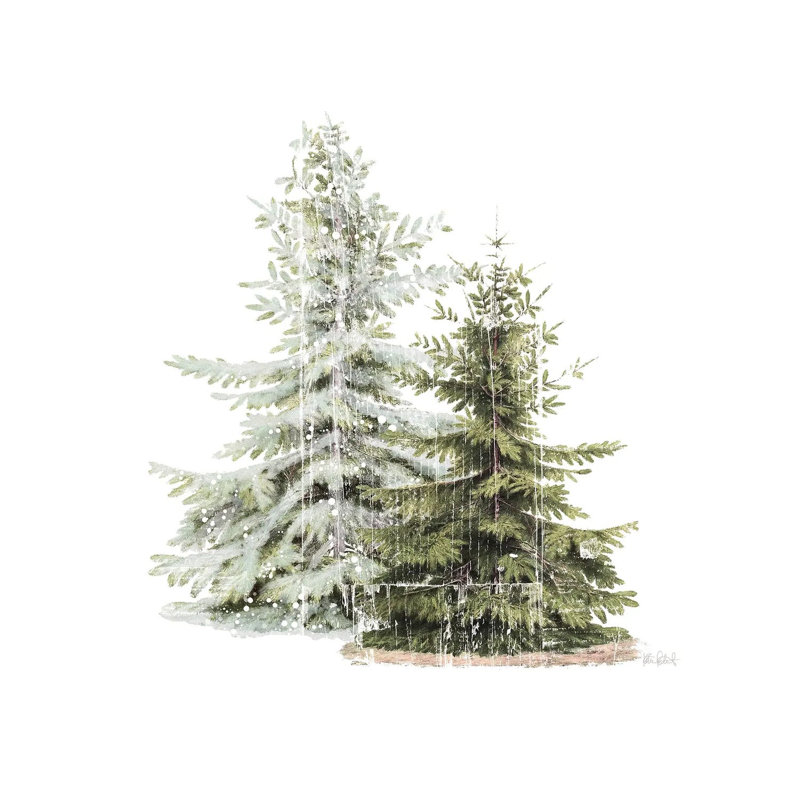 «Wooded Holiday Trees», reproduction d'art mural - toile tendue