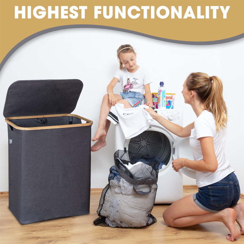 Laundry Sorter with Handles, Grey