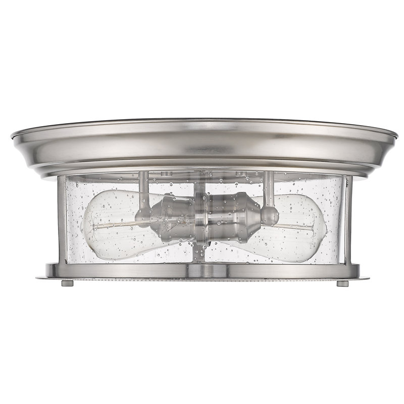 Canale Glass Flush Mount, Brushed Nickel, 5.5"H x 13.5"W x 13.5"D