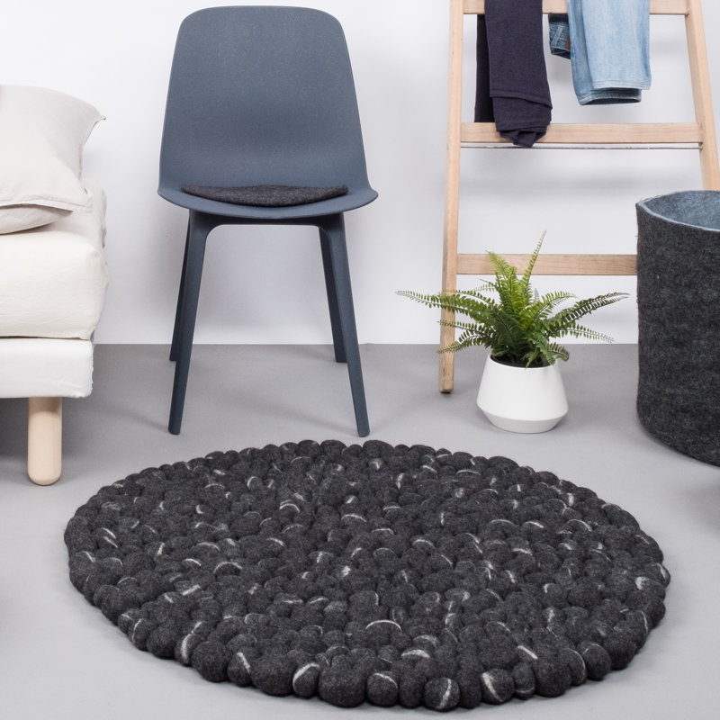 Round Wool Hand Woven Area Rug, Round 70cm