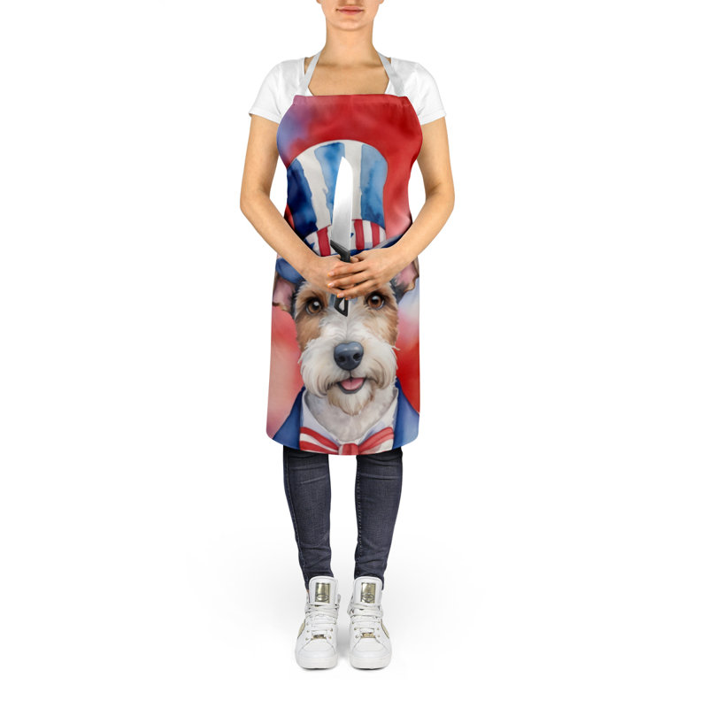 Patriotic American Apron, White Fox Terrier