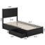 Lit plateforme en bois avec pied de lit et tiroirs de rangement Ronan-477812-477817