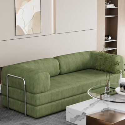 Contemporary Lounge Sofa with Stainless Steel Frame & Plush Cushion