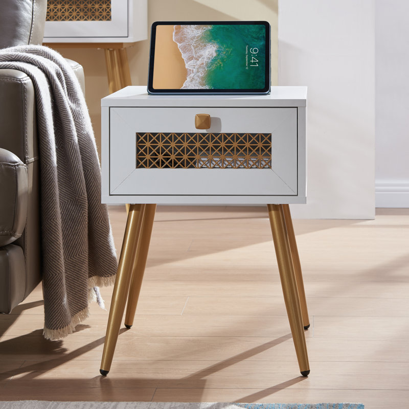 Table de bout avec rangement, Blanc