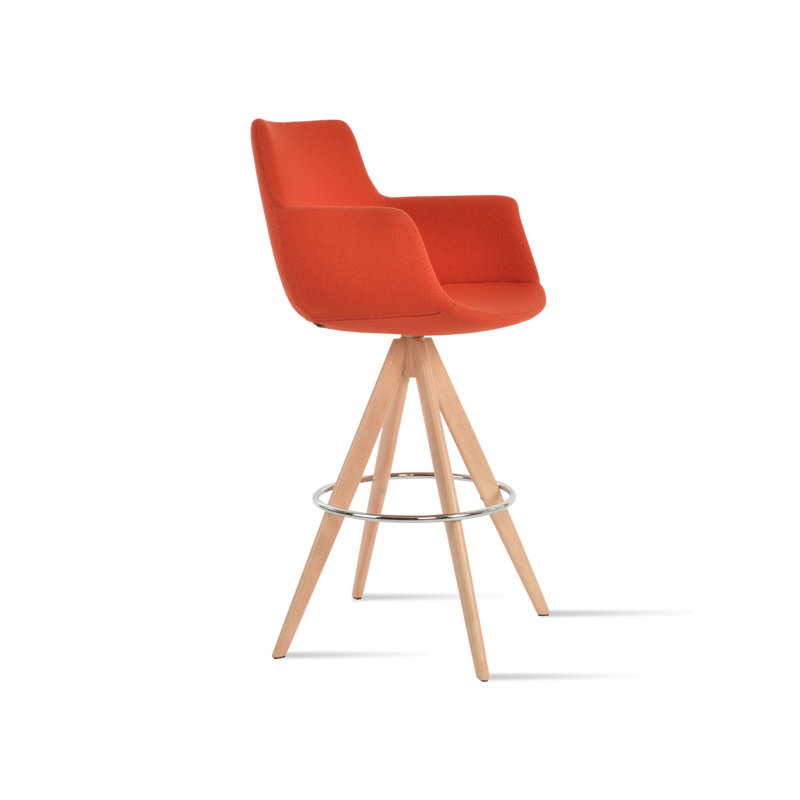 Tabouret tournant Bottega Pyramid, Naturel, Orange, Tabouret de bar (siège d'une hauteur de 29 po)