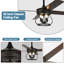 Ventilateur de plafond noir style ferme de 132 cm (52 ​​po) avec cage, 4 lumières et télécommande, ventilateur moderne avec éclairage et moteur CC silencieux réversible à 6 vitesses pour salon