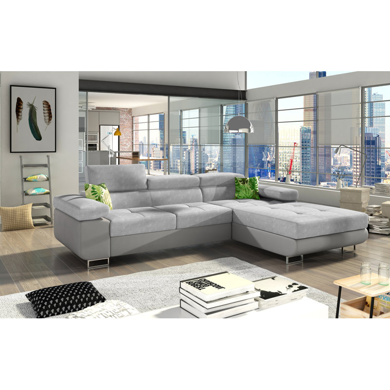 Marni 4 Seater Sofa Bed, Light Grey, Right Hand Facing
