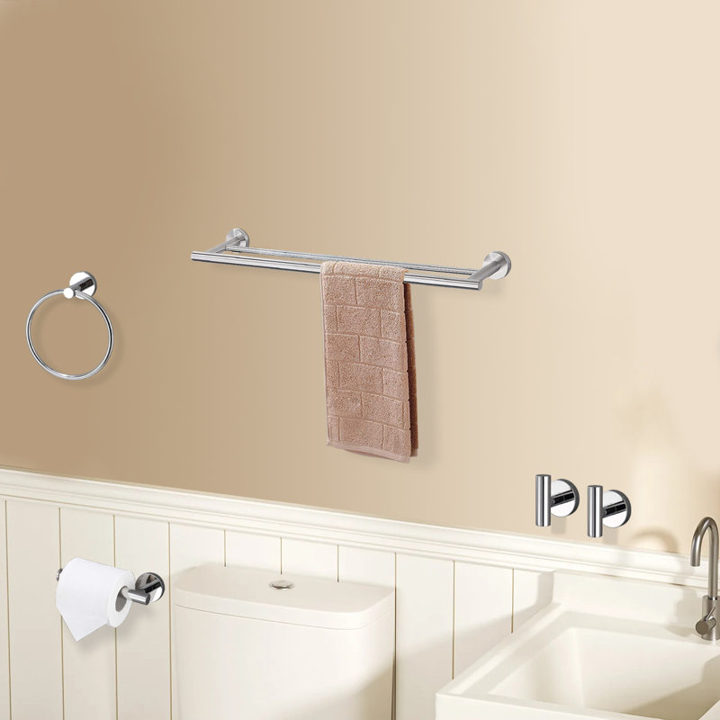 5 -Piece Aluminium Bathroom Towel Rack Set With Mounting Hardware, Chrome
