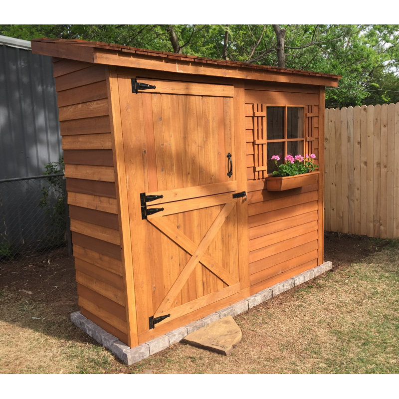 Bayside Western Red Cedar Wood Lean-To Storage Shed, 92.5" H x 109.5" W x 42" D