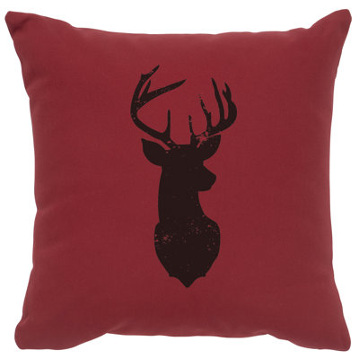 Wooded River Image Pillow - Deer Silhouette - Cotton Brick