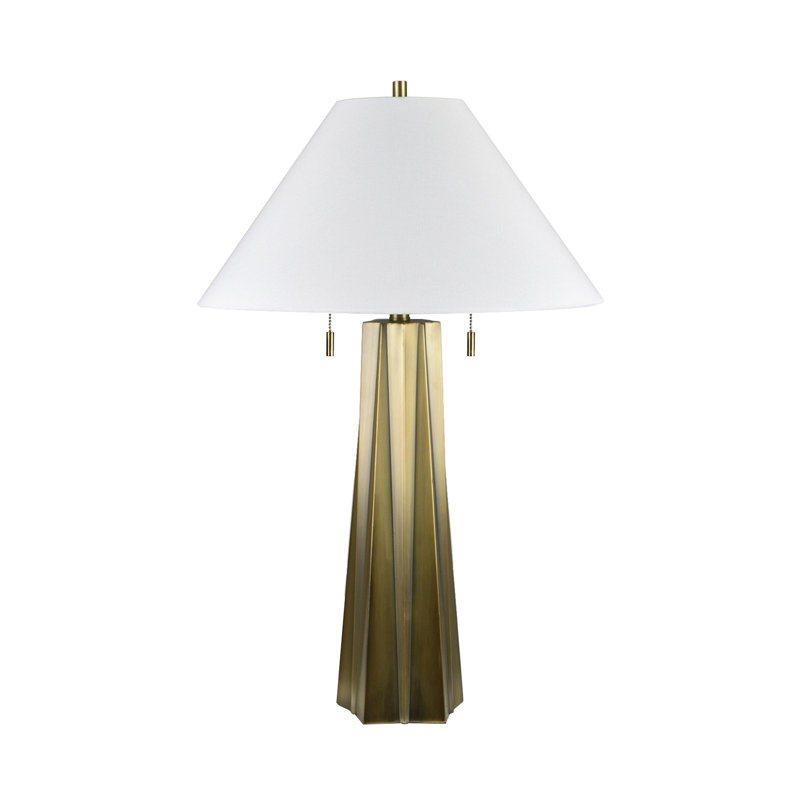 30.75" Metal Table Lamp With White Shade