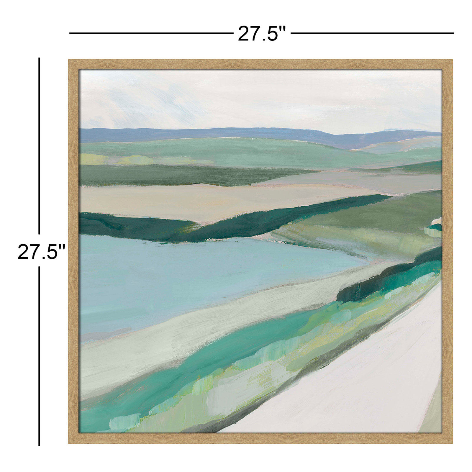 Fields Of Green I by - Single Picture Frame Print, 27.5" H x 27.5" W x 1.25" D, Natural Framed