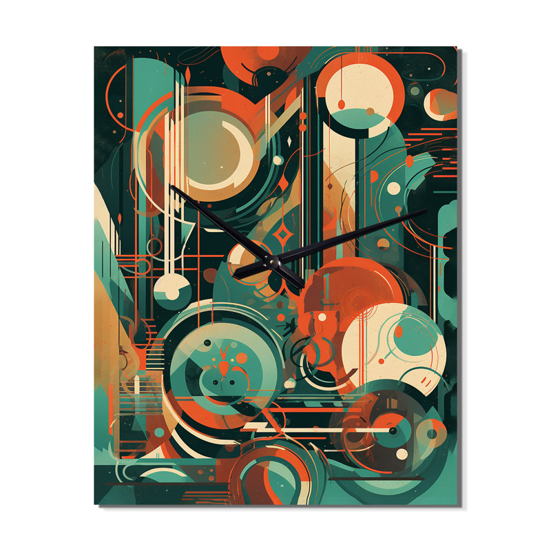 Janitta - Horloge murale Mid-Century abstraite, H 32 po x l 24 po x P 1 po