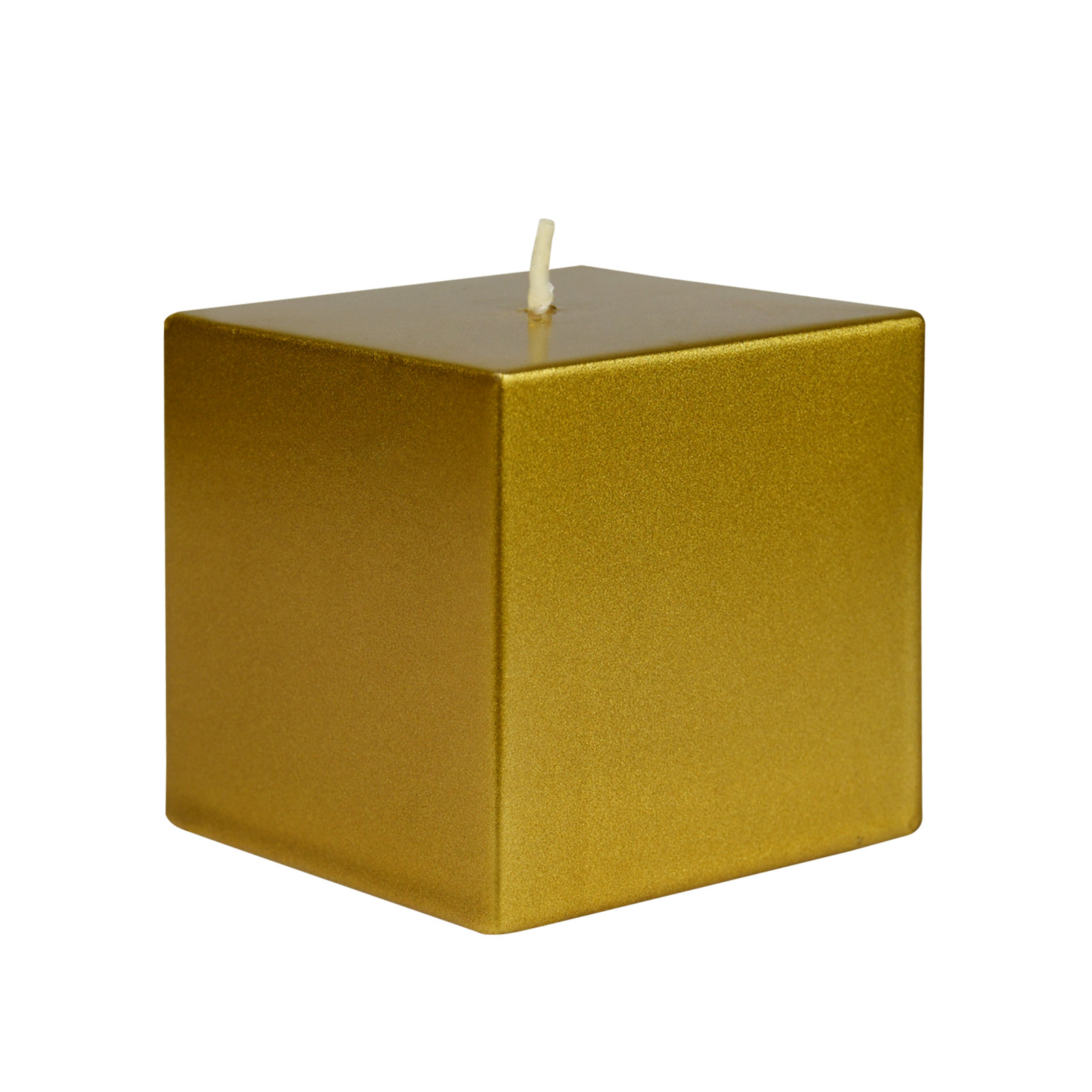 Square Pillar Candle, 3" H x 3" W x 3" D, Metallic Gold, 1 Candle
