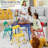 5 Pieces Colourful Folding Set Table and Chair for Kids with Durable Metal Frame and Easy-Clean Plastic for Daycare Classrooms and Playrooms-70386423