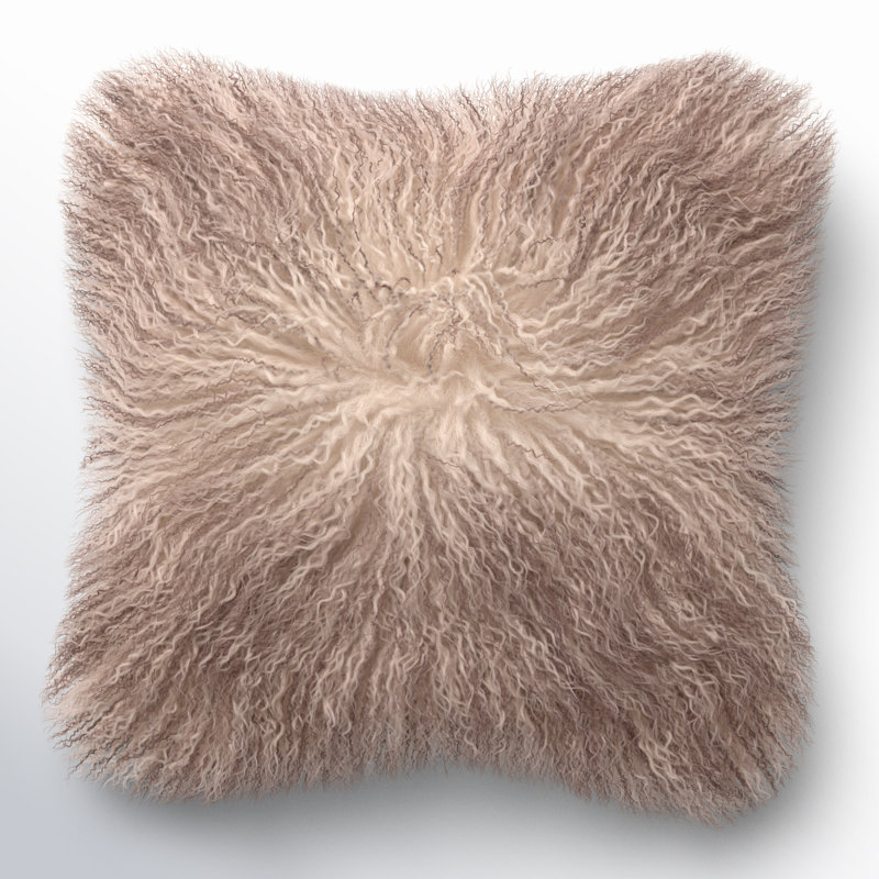 Coussin décoratif carré avec sa housse en laine d'agneau Iyana, Bleu de cobalt, Carré 20 po