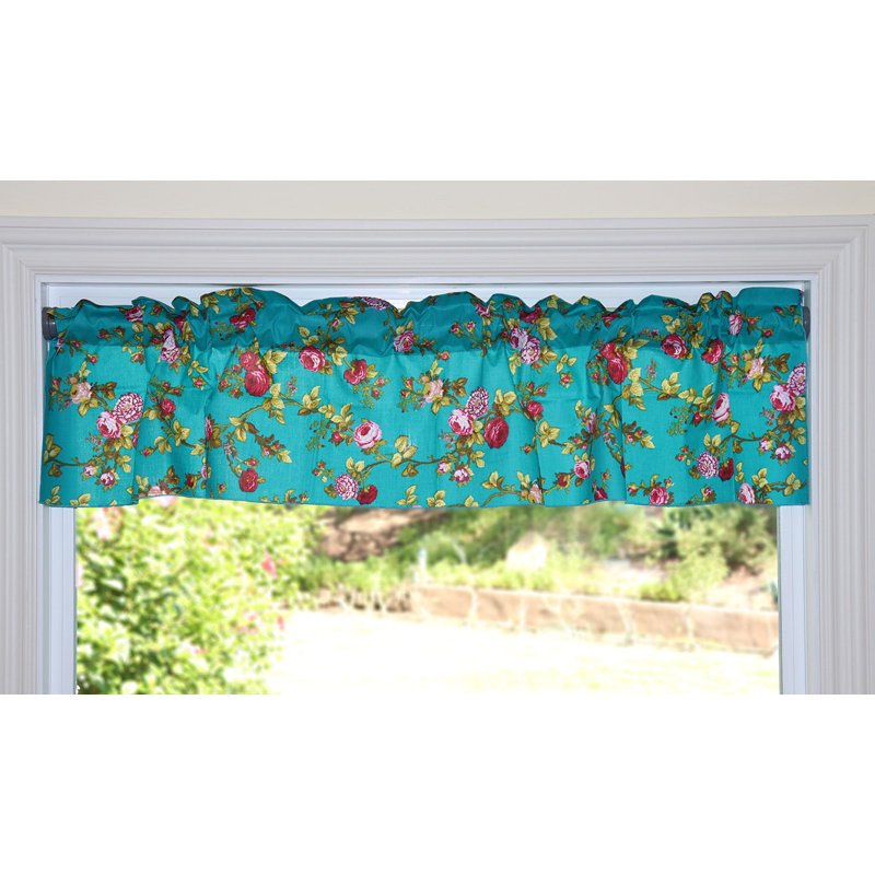 Cantonnière en mélange de coton à motif floral l 58 po Taquesha, L 58 po x L 32 po