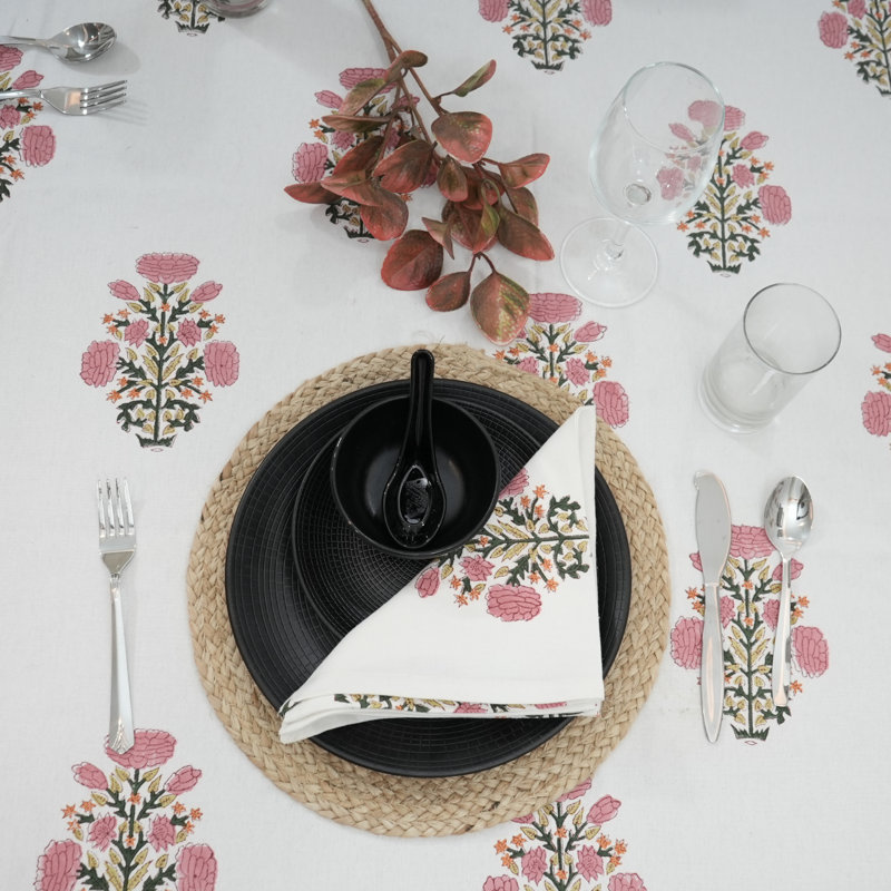 Ensemble de serviettes de table en coton rose 18 x 18 pouces Fab print
