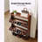 Mid-Century Shoe Cabinet with 2 Flip Drawers and Fluted Design, Walnut