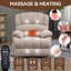 Tissu en chenille beige de 23 po de large et à dossier haut avec fonction de relevage électrique et fauteuil inclinable avec vibration à 8 points avec fonction de massage et chauffage lombaire-1624319221