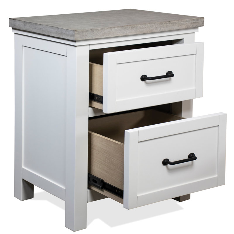 Kenya 24'' W Solid Wood Nightstand, White/Gray