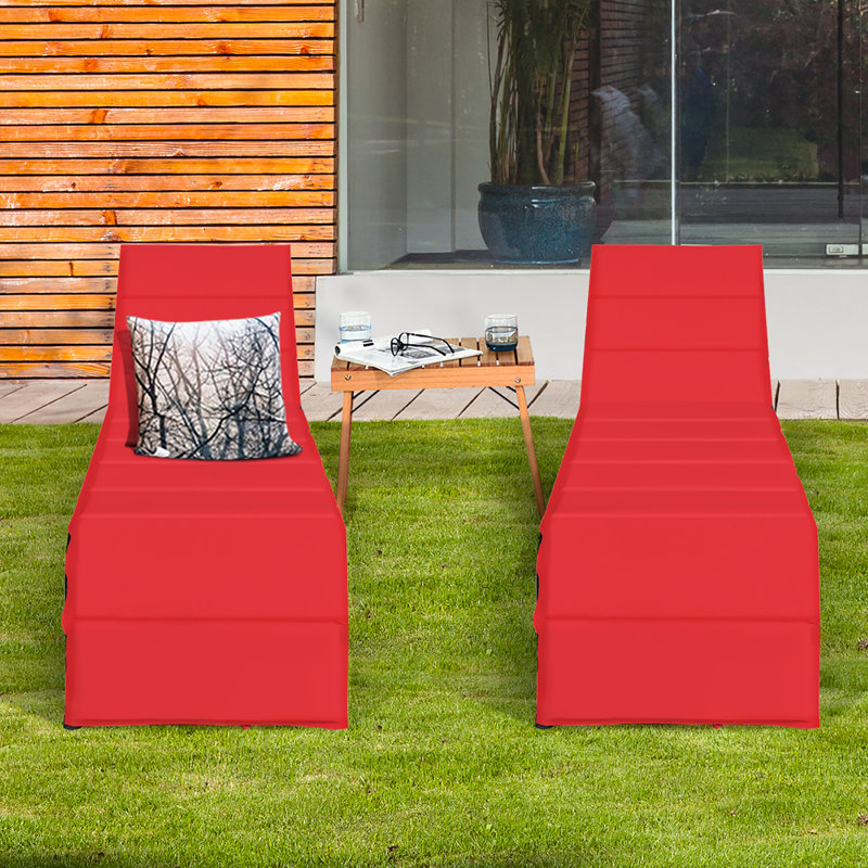 Eckelbarger Outdoor Wicker Chaise Lounge , Cushion Included, Red