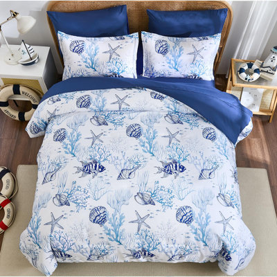7-Piece Coastal Beach Comforter Set, Ocean Nautical All-Season Bedding