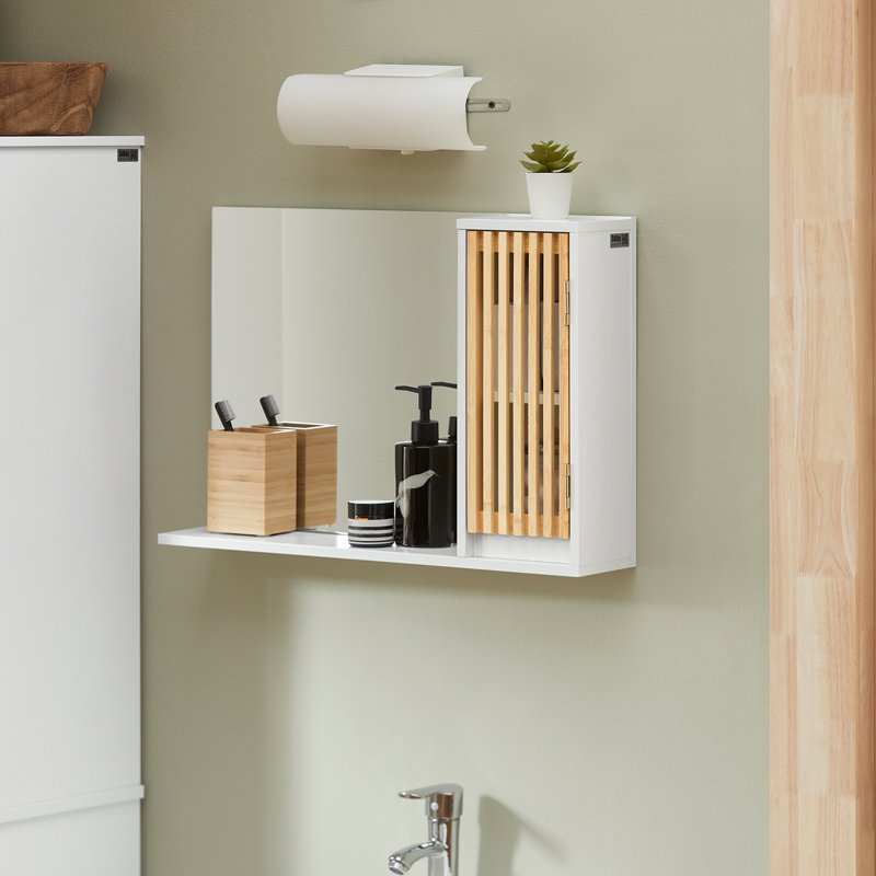 Nasiha Rectangle Wall Mirror with Shelves
