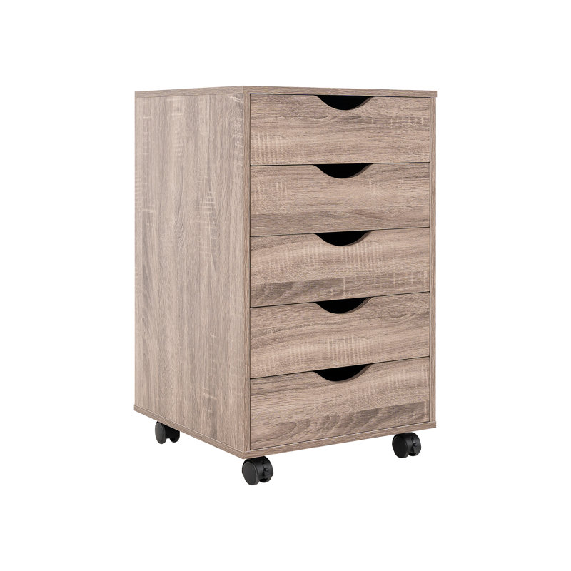 Classeur à 5 tiroirs Jamariona pour bureau personnel - Classeur à roulettes avec rangement pour classeurs, dossiers et fournitures de bureau