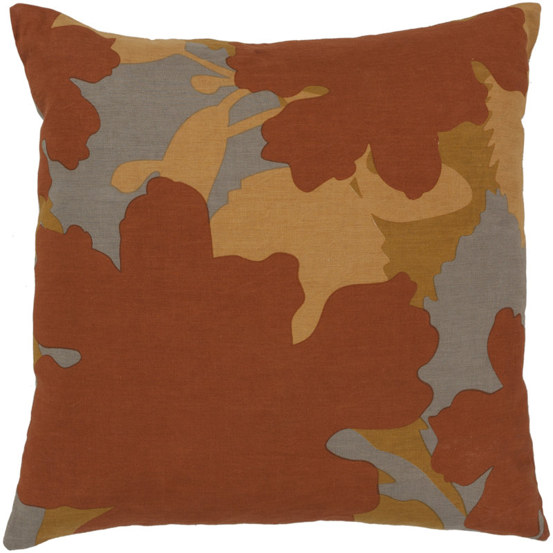 Cotton Throw Pillow, Polyester, Cobble Stone/Parchment/Dark Taupe, 20" H x 20" W x 4" D