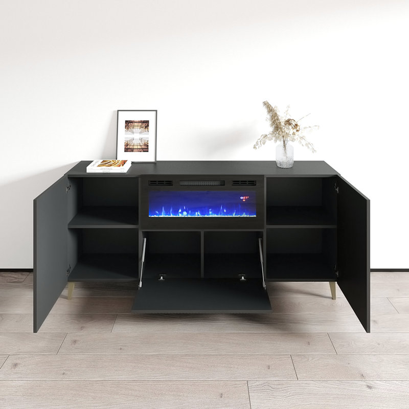 Aranxa WH-EF Electric Fireplace 71" Sideboard, Black