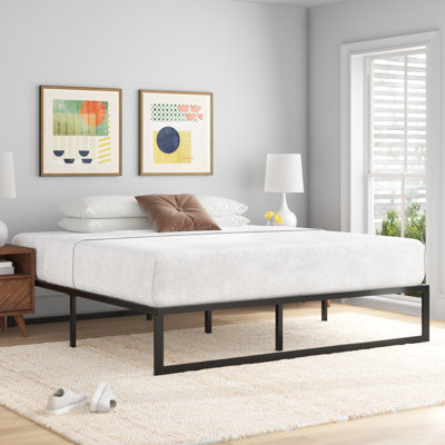 Morgan 14" Metal Platform Bed Frame with Steel Slat Supports and Quick Lock Functionality
