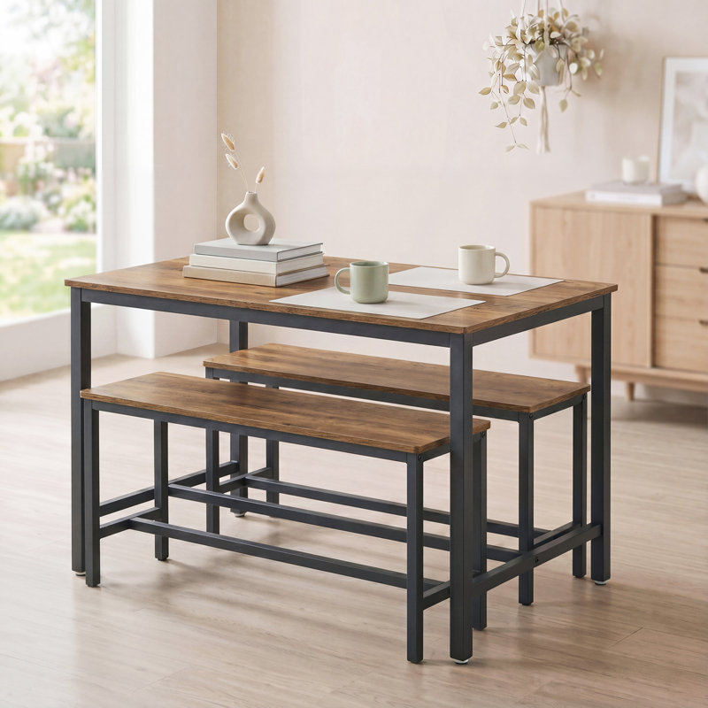Franko 4 - Person Dining Set, Honey Brown/Black