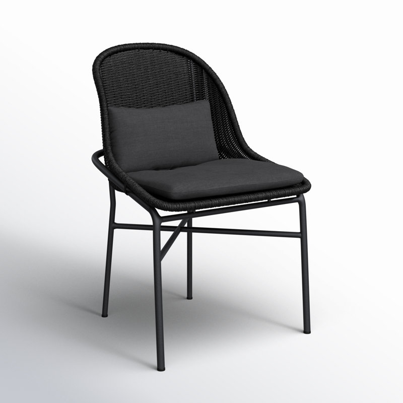 Jericho Outdoor Dining Side Chair, Gray, Black