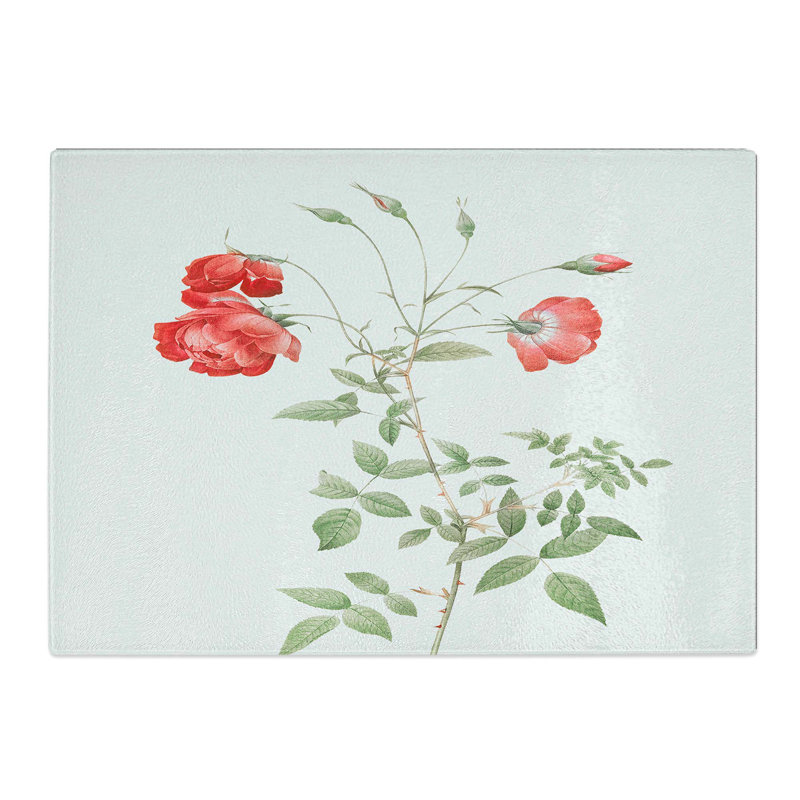 Tempered Glass Roses by Pierre-Joseph Redoute Chopping Board, 28.5 cm W x 20 cm L