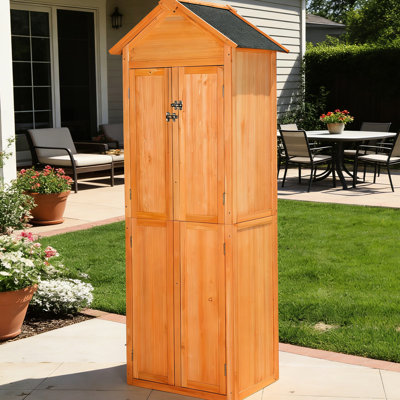 Waterproof Wood Outdoor Shed - Lockable Doors For Meadow, Lawn. Design Decor. Simple Installation, Suited Pool Supplies And Lawn Equipment. Solid Wood. Dimensions: 27.17" X 24.18" 83.31" Storage