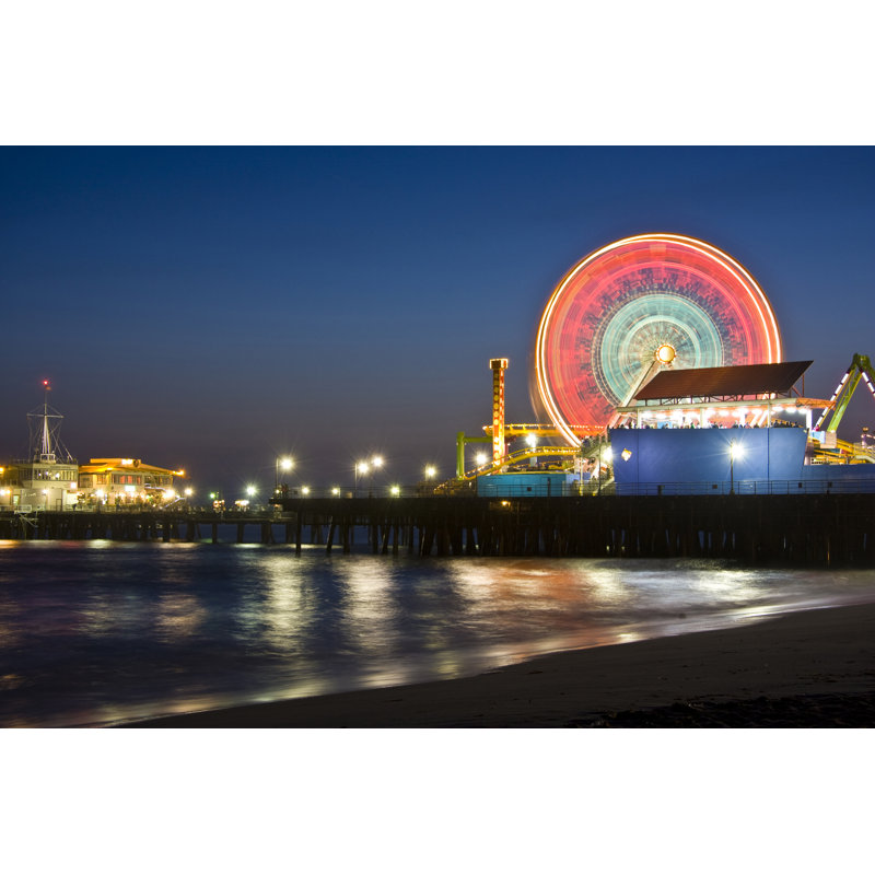Beach Pier Lit Up by Tejerophotography - Wrapped Canvas Print, 20cm H x 30cm W x 3.8cm D