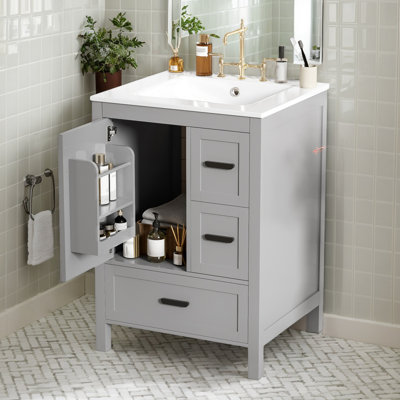 Meuble-lavabo autoportant 24 po avec 3 tiroirs et 1 porte 24 po