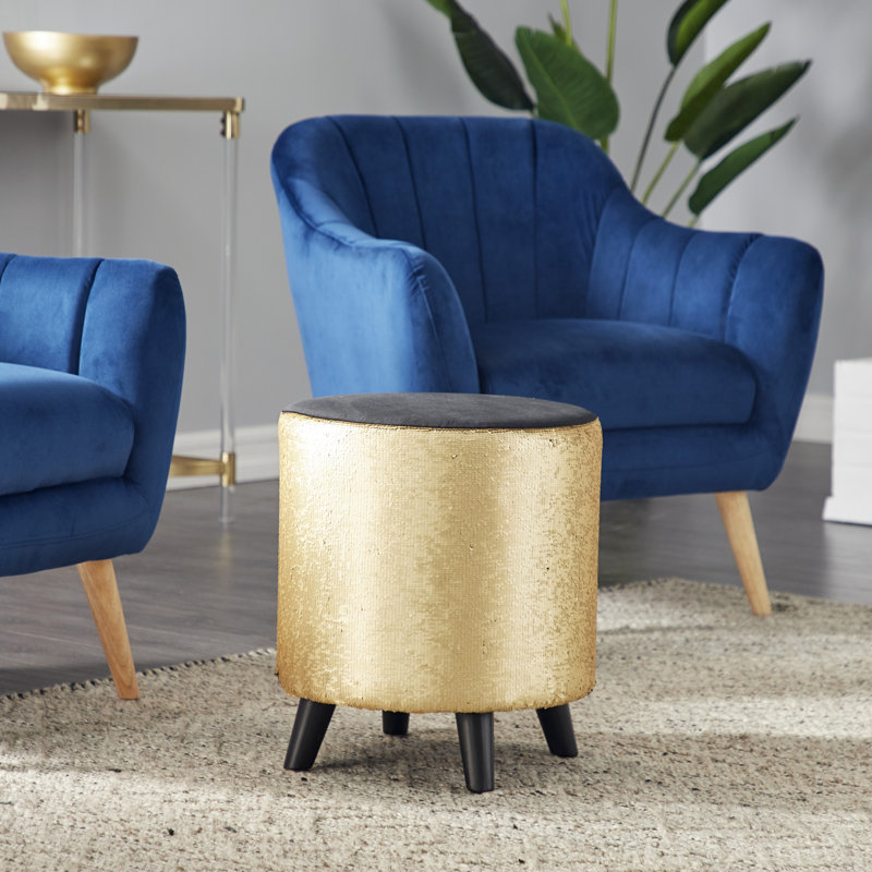 Tabouret de coiffeuse en bois massif, Or/noir