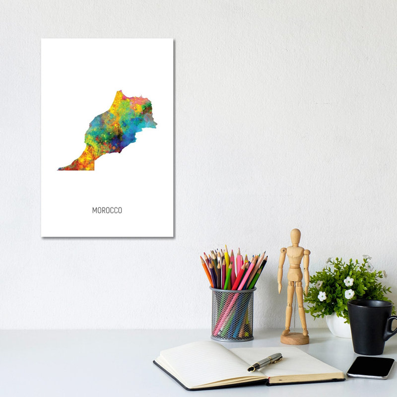 Morocco Map by Michael Tompsett - Wrapped Canvas Print, 20.32 cm H x 30.48 cm W
