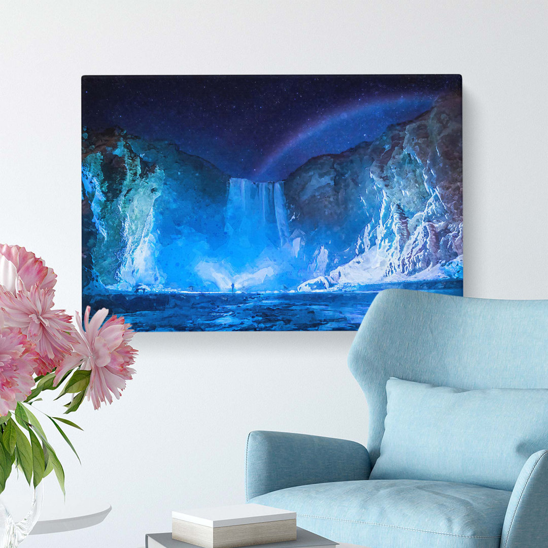 Skogafoss Waterfall in Iceland in Abstract - Wrapped Canvas