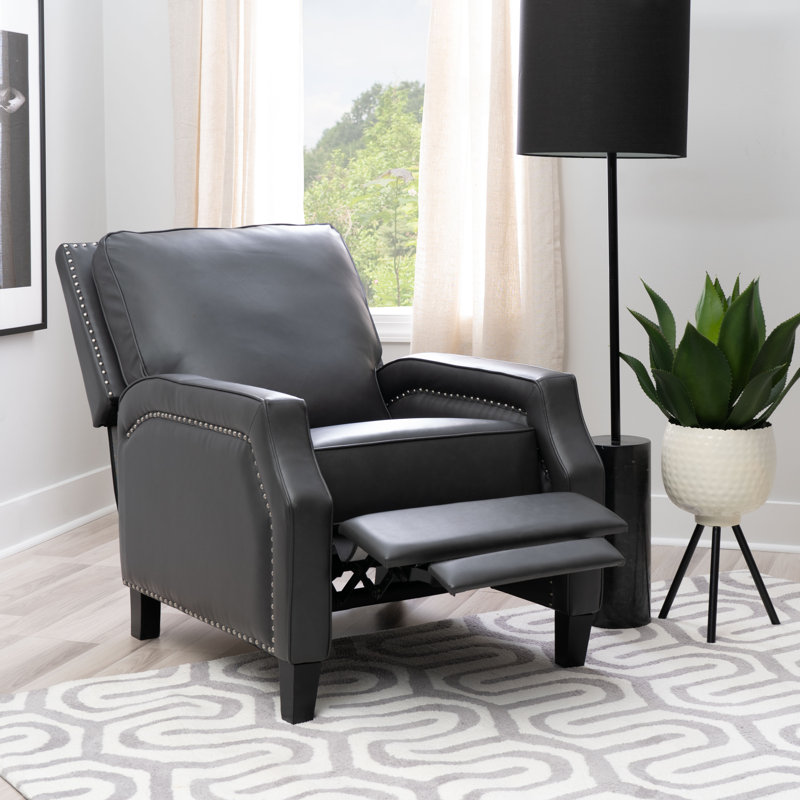 Montour 30” Wide Classic Faux Leather Pushback Recliner, Gray