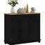 Armoire de rangement multimédia - comptoir en bois massif, 3 tiroirs, portes, tablette réglable noir patiné pour le couloir de l'électronique