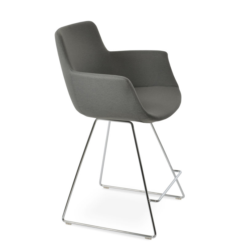 Tabouret Bottega, Tabouret de bar (siège d'une hauteur de 29 po), gris, Chrome