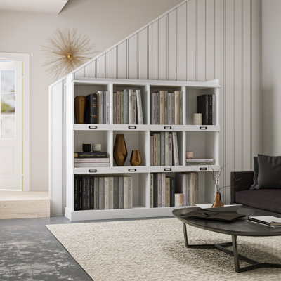 10-Shelf Bookcase, White - 53.76"X11.62"X47.22" For Office & Home Use Bookcase In Practical Storage Solution For Your Space